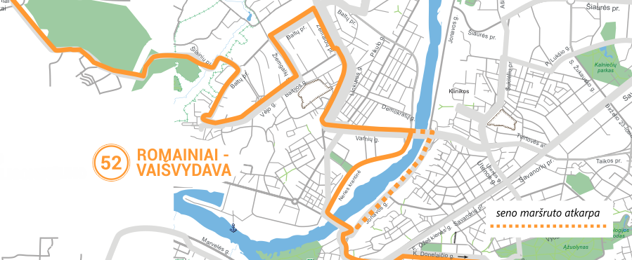 52 maršrutinio taksi trasos pakeitimas Kauno mieste